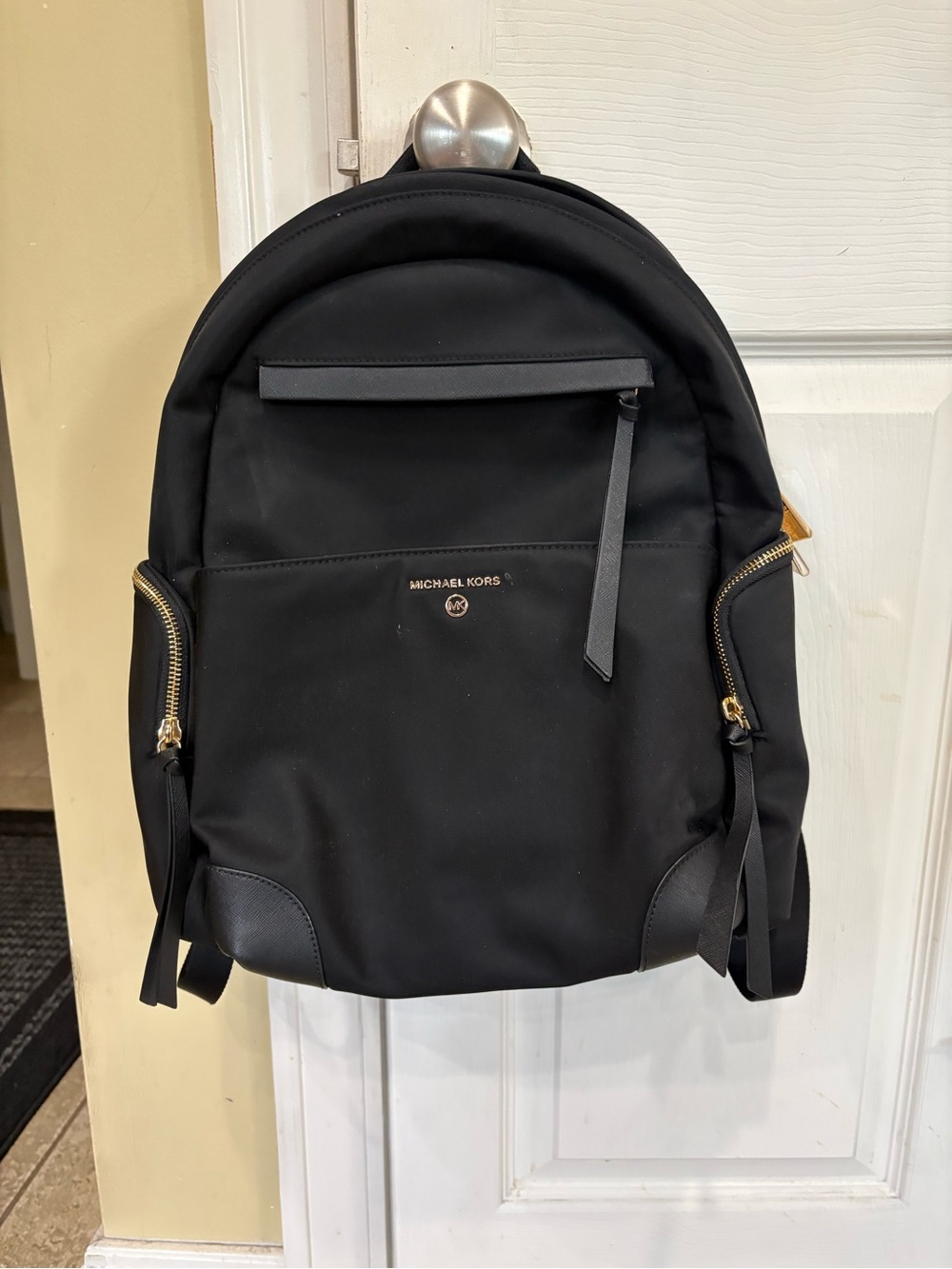 Michael Kors Black Nylon Backpack with Gold-Tone Hardware